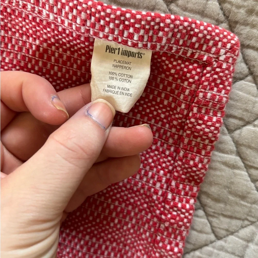 Set of 2 Red and White Pier One Imports Place Mats
